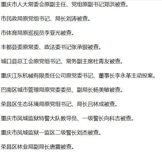 重慶10天6名廳官落馬重慶市近期落馬的廳官包括