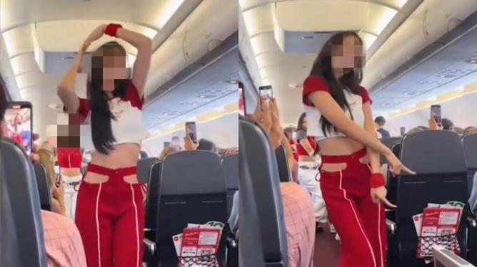 空姐飛行途中跳舞空姐飛行途中跳舞，高空中的獨特魅力展示